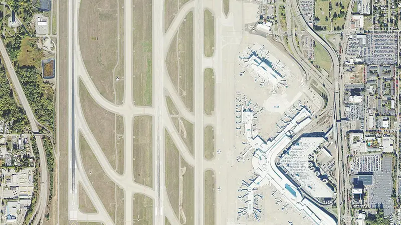Actual view of Seattle–Tacoma International Airport