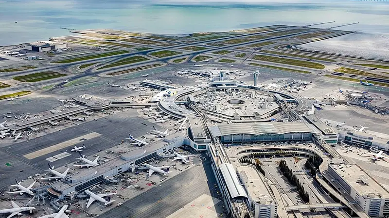 Actual view of San Francisco International Airport